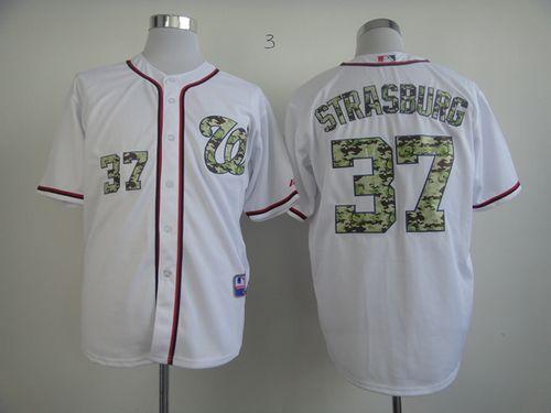 Nationals #37 Stephen Strasburg White USMC Cool Base Stitched MLB Jersey - Click Image to Close